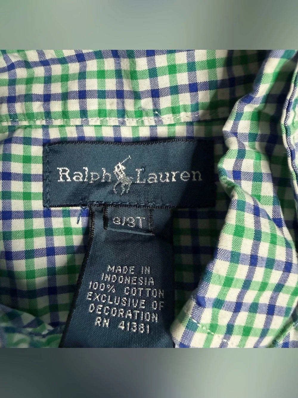 Ralph Lauren Plaid Long Sleeve Button Down Shirt & T-shirt 3T blue big pony logo